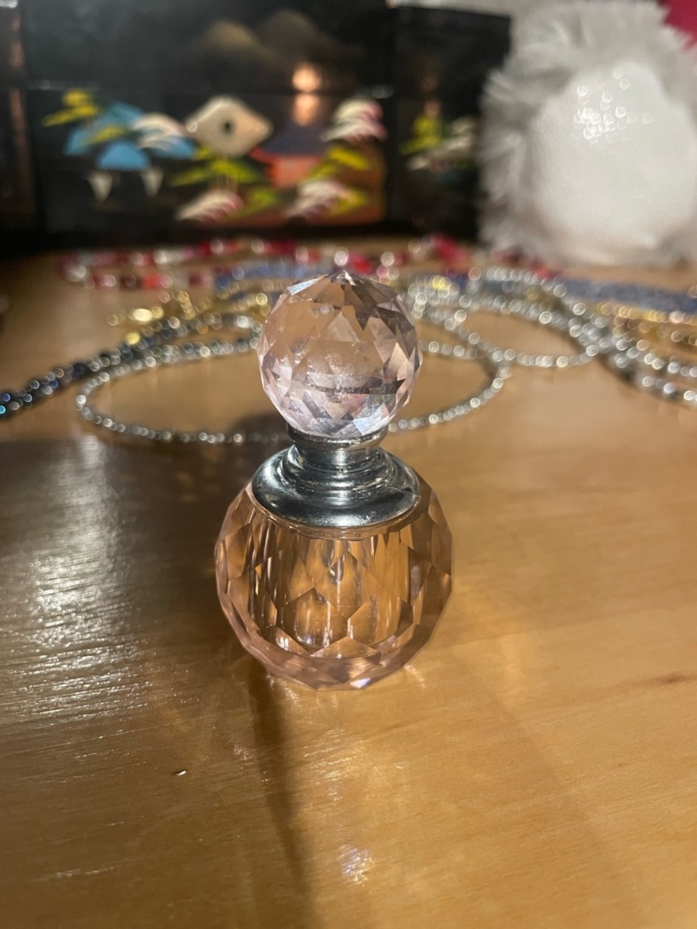 Pink Faceted Perfume Bottle Accent - Home Accents